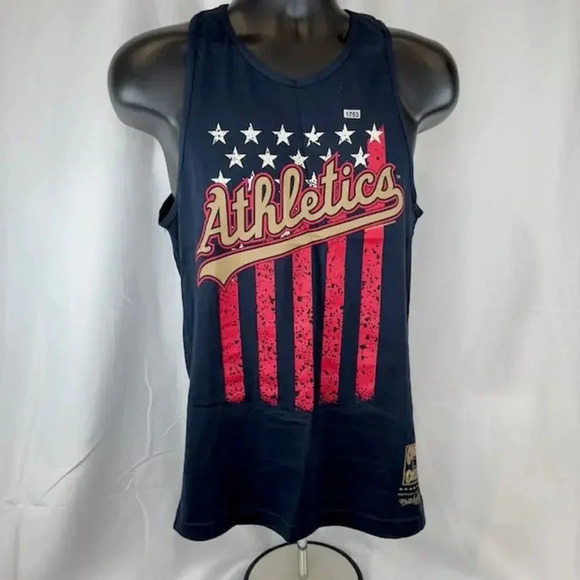 NEW Mitchell & Ness MLB Seattle Mariners Stars Stripe Tank Top Crewneck Navy S - Picture 3 of 9
